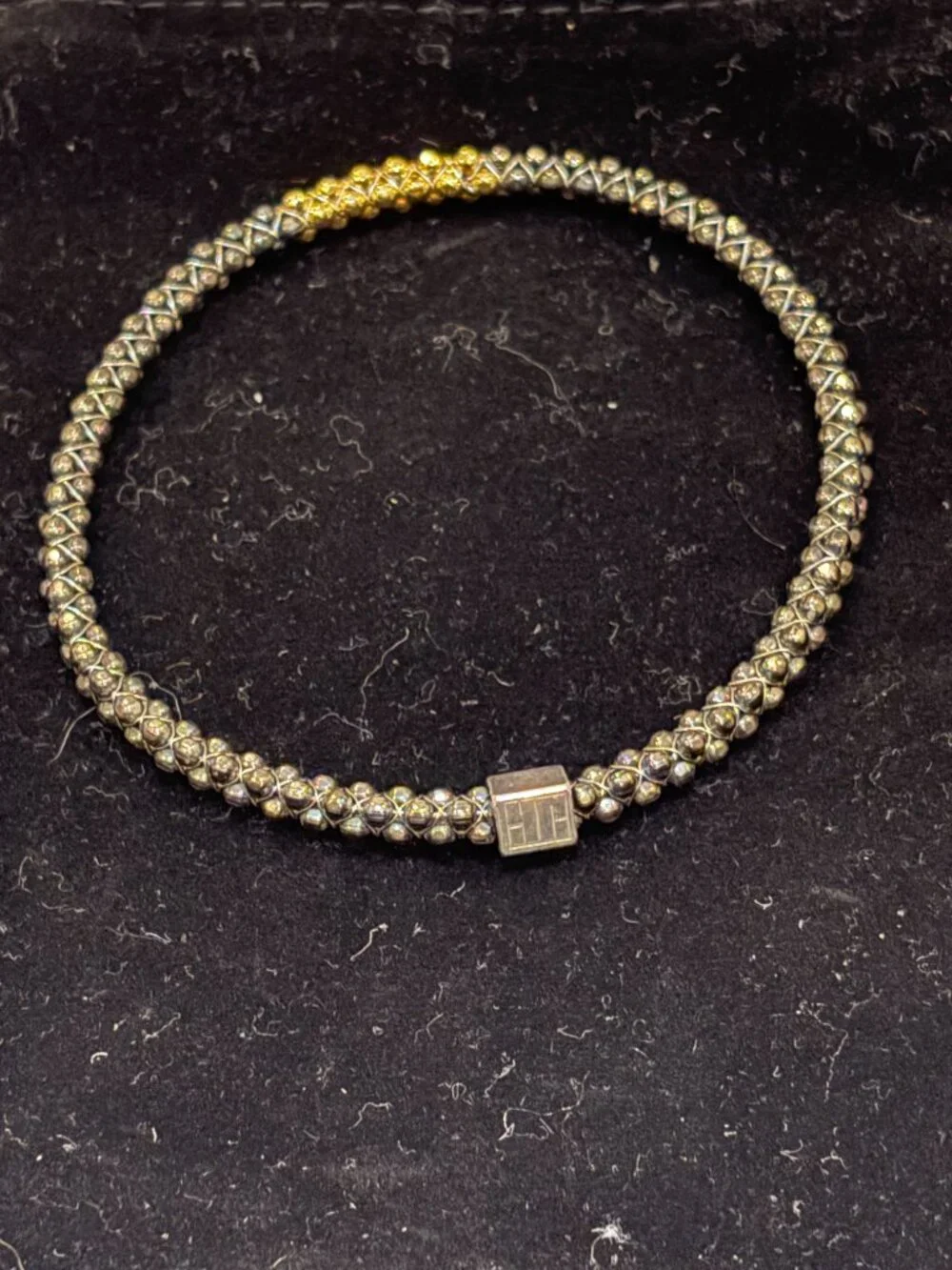 Mignon Faget/John Humphries Halo Bangle, Black & Gold, Size M